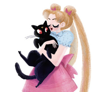 Hugs for Luna anime digital girl illustration kassandra heller sailor moon usagi