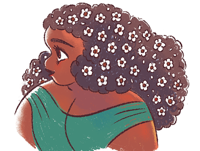 Flowers in her hair cartoons childrens illustration design digital flowers girl illustration illustrations kassandra heller