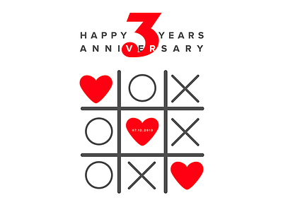 3 Year Anniversary 3 anniversary love three typography years