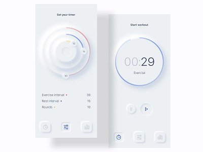 Tabata timer app app ui design mobile modern ui neumorphic neumorphism tabata timer ui ux