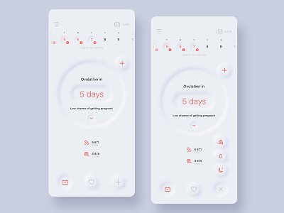 Period calendar concept app design flo mobile neumorphic neumorphism ovulation calendar period tracker ui ux