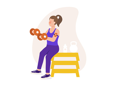 Healthy living character design corporate fitness healthy living style illustration woman working out