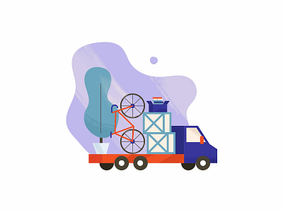 Relocation delivery illustration logistics moving packed boxes relocation truck