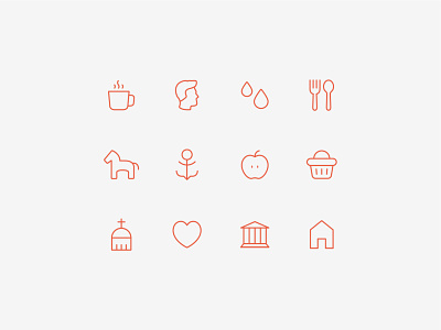 Set of icons corporate icons linear icon set local places minimalistic icons