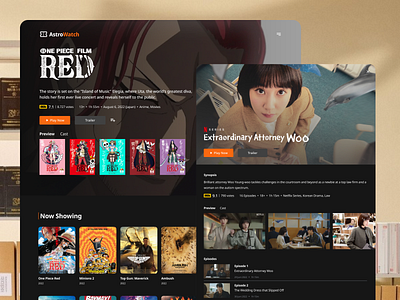 AstroWatch - Movie App dark dark ui detail movie disney hotstar film app minimialist movie app movie dashboard netflix simple ui design ui film ui movie ui ux