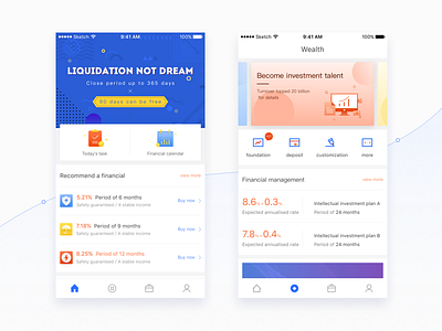 Financial App app blue financial ui