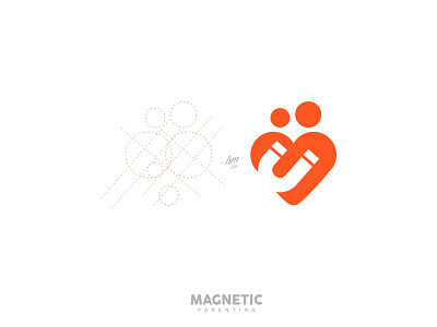 Magnetic Parenting childcare design process family gridding logo inspiration logo new love m logo magnet minimalist logo parent smart logo