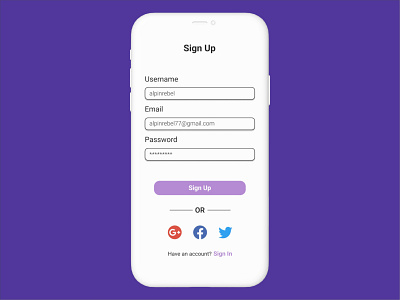 Sign Up Design Daily UI :: 001 app design flat graphic design ui ux