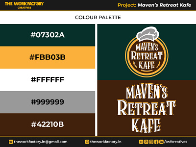 Maven's Retreat Kafe - Colour Palette beverage branding cafe catering color design food graphic design illustration logo logotype theworkfactory.in twfcreatives typography vector we evolve