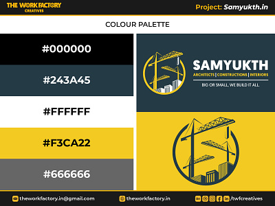 Samyukth.in - Colour Palette architectural services branding color constructions design graphic design illustration interiors logo logotype samyukth.in theworkfactory.in twfcreatives typography vector we evolve