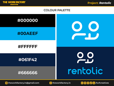 Rentolic - Colour Palette branding color design graphic design illustration logo logotype online rentals rentolic.com theworkfactory.in theworkfactorycreatives twfcreatives typography vector we evolve