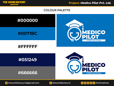 Medico Pilot Pvt. Ltd. - Colour Palette branding color design digital marketing graphic design illustration logo logotype mbbs medical neet neet counselling social media marketing theworkfactory theworkfactory.in theworkfactorycreatives twfcreatives typography vector we evolve