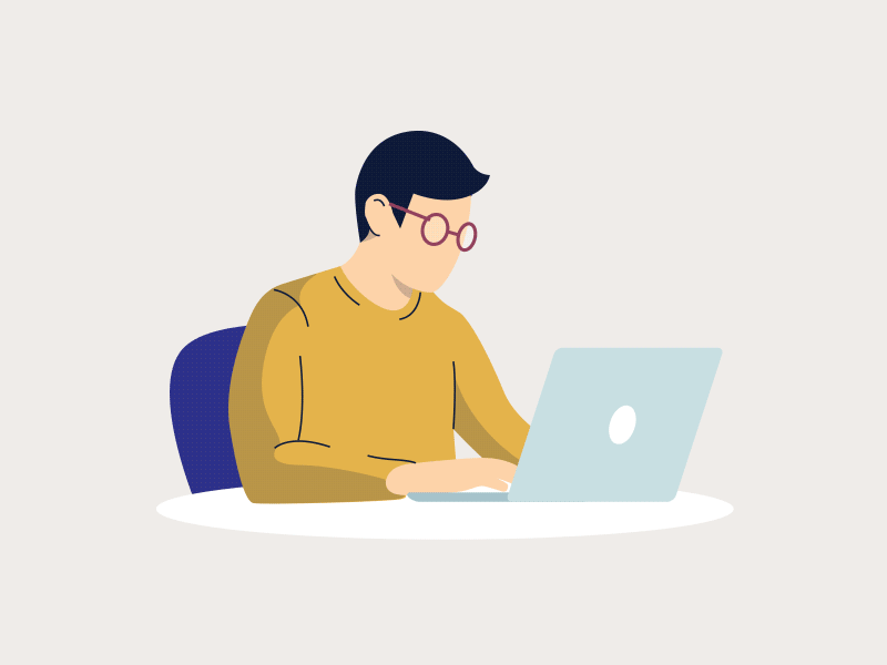 Working animation animation. character computer glasses illustration laptop macbook work work desk working