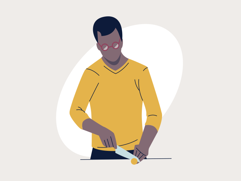 Slicing animation illustration kitchen knife