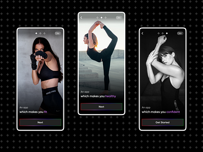 Fitness App for Women app darkmode design fitness latest mobile onboarding product trend ui ux viv