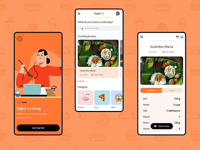 Cooking Recipe App Challenge app branding design food latest logo mobile onboard product trend ui ux