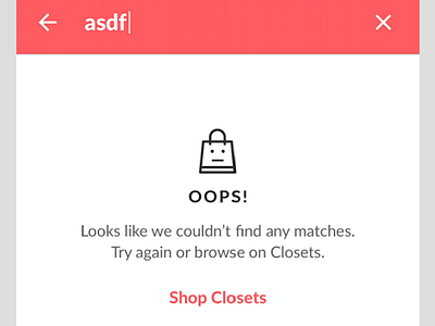 Result not Found Page closets cta ecommerce mobile placeholder search