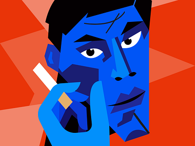 Selfie avantgarde cigarette cubism draw eyes graphic illustration man portrait portrait illustration smoking vector vector illustration