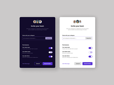 Task Invite Modal - Project Management Tool Concept