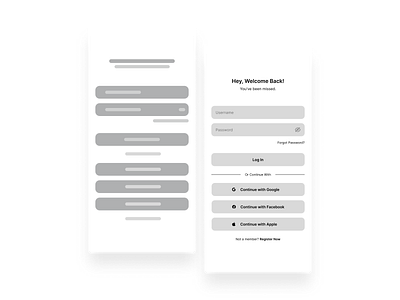 Low Fidelity & Mid Fidelity Wireframe For Log In design mobile design product design ui ux
