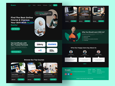 E-Learning Website Landing Page (Dark Style)