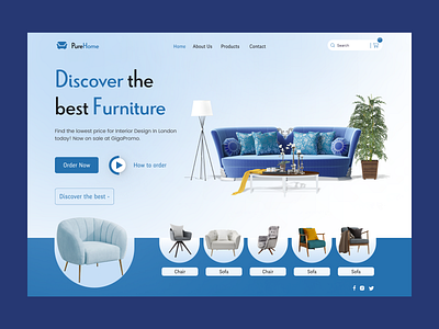 Furniture Shop Landing Page - Hero Section agency business chair couch creative furniture website e commerce ecommerce shop furniture furniture app furniture hero section furniture store furniture website furniture website design hero section ikea landing page livingroom sofa ui design ui landing page