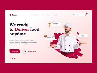Food Delivery Landing Page - Hero Section chinese food cooking delivery design ecommerce fast delivery food food and drink food delivery foodie header hero section illustration online food online food delivery pizza restaurant restaurent business ui ui edesign