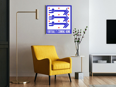 ℱ𝑜𝑜𝓉𝒷𝒶𝓁𝓁'𝓈 𝒞𝑜𝓂𝒾𝓃𝑔 ℋ𝑜𝓂𝑒 — vintage poster england euro euro 2020 football geometric goal graphic design graphicdesign illustration poster poster design print three lions vintage vintage poster