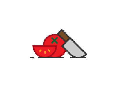 Tmts. cook design illustration knife sticker tinny tomato tomatos