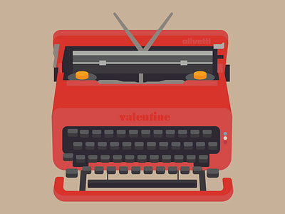 Valentine typewriter design ettore sottsas illustration olivetti red typewriter valentine