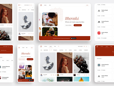 Meraki - Artists career platform digital platform landing page product design social media ui user experience ux web design website website design