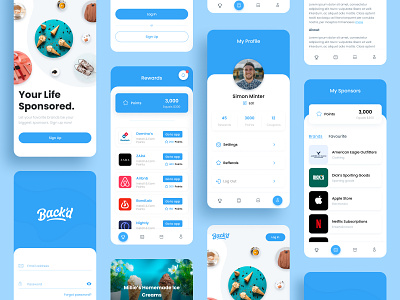 Back'd - internet-savvy rewards app design application design minimal mobile app mobile app design rewards app rewards application ui user experience