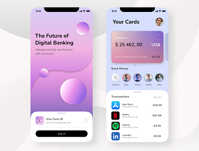 Finance Mobile App - Banking System 2022 app bank banking behance card creative credit card dailyui design dribbble figma finance future illustration mobile app money ui ui 2022 ux