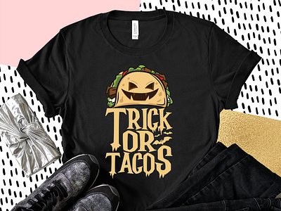 Trick Or Tacos Halloween Scary T-shirt
