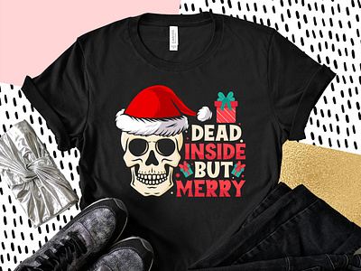 Dead Inside but Merry Funny Christmas T-shirt