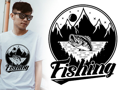 Vintage retro color fishing t-shirt design template. 17775737