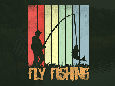 Vintage Retro Fly Fishing T shirt design