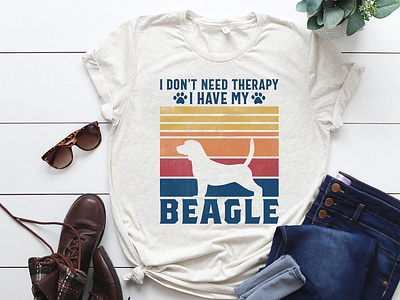 Beagle Dog Retro T shirt Design