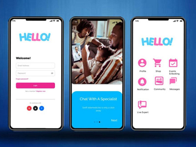 hello! app prototype branding design figma graphic design ui ux