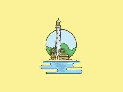 Lighthouse Lengkuas Island artwork flat design graphic design icon illustration line art logo monument outline vector