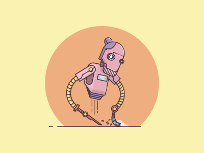 Cleaning Mecha character flat design funny illustration mecha outline robot vector