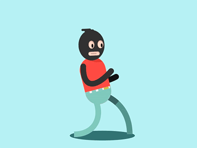 Beware of thief! animation flat design funny illustration motion graphic run thief vector