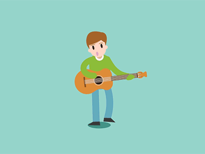 playing guitar animation flat design funny guitar illustration motion graphic vector