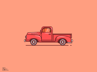 I'll pick you up here artwork car classic classic car flat design ford graphic design icon illustration line art logo outline pick up vector