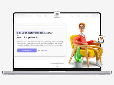 'Rent your face' AI network design ui uiux uiux design ux web