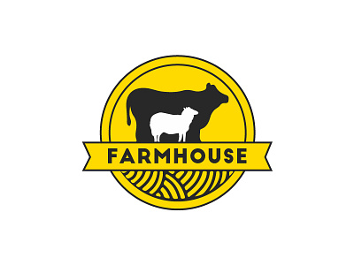 Logo Farm black circle cow farm logo sheep yellow