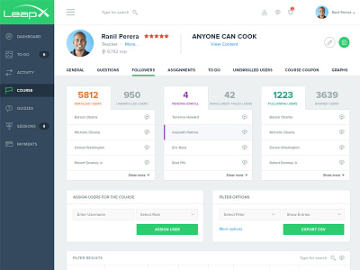 Dashboard Web App Product UI Design: Course Summary colombo course dashboard data design form graph green interface product ui ux