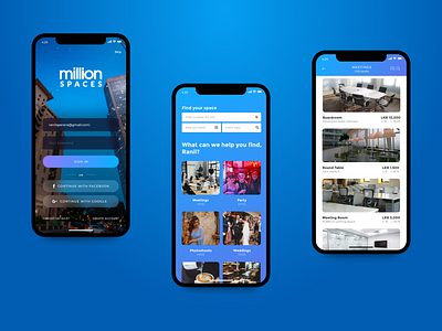 million SPACES iOS concept design 2019 apple blue branding colombo concept daily ui design ios iphone x redesign ui ui ux ux ux ui design