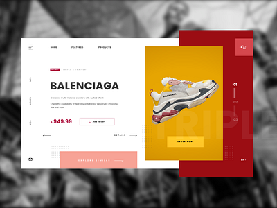 Balenciaga Web page concept design 2019 balenciaga branding concept design landing page minimal runners shoes simple snickers sri lanka symbol triple typography ui ui web design ux web design