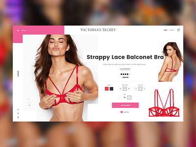 Victoria's Secret - Product Page Design angels bra branding california cart clean design lace lingerie models pink product page sexy simple typography ui ui design ux ux design victorias secret